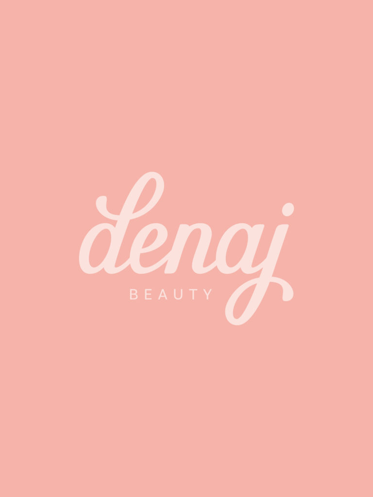 Denaj Beauty logo in their signature blossom pink colourway, designed by Yoco Studio.